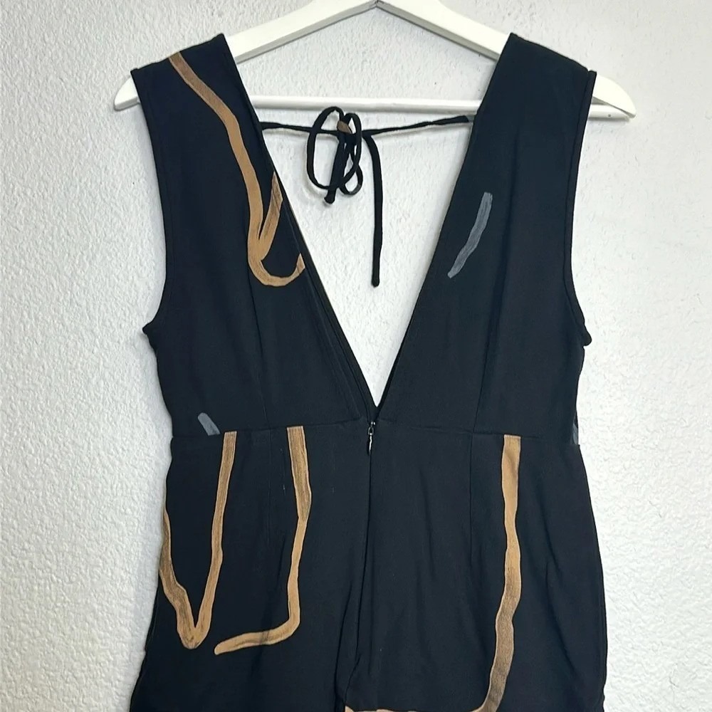 Anthropologie Paloma Wool Womens XSmall Strokes Printed‎ Jumpsuit V Neck Boho - Picture 5 of 12